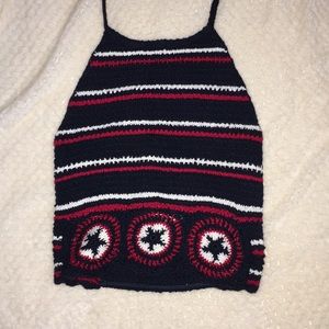Red white and blue crochet crop